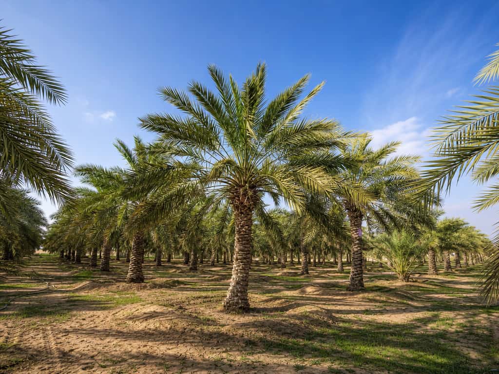 Date palm groves at The Date Room farm in Al-Ain, UAE — where our Lulu dates grow