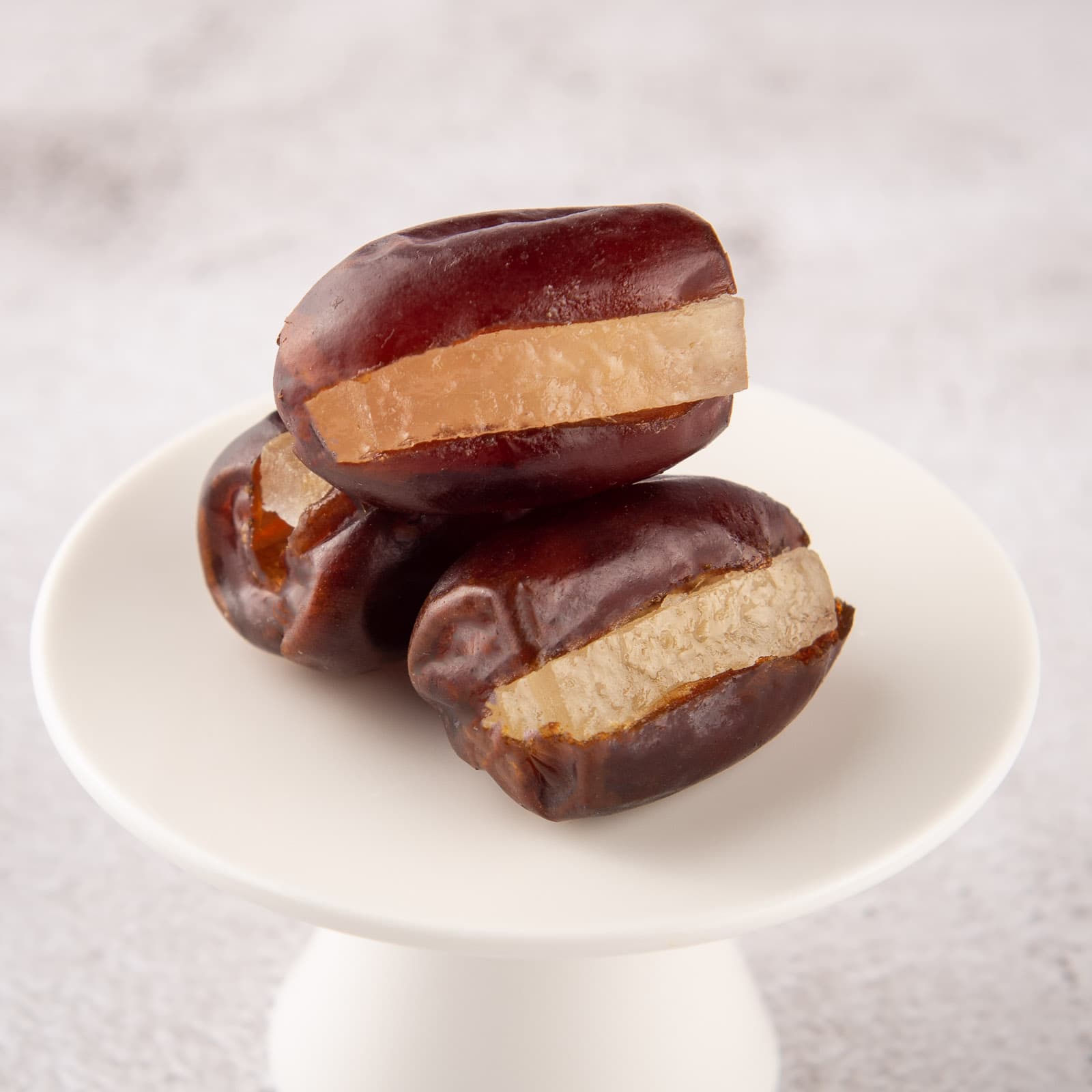Selection of premium stuffed dates with pistachio, almond, cashew, and single-origin chocolate fillings
