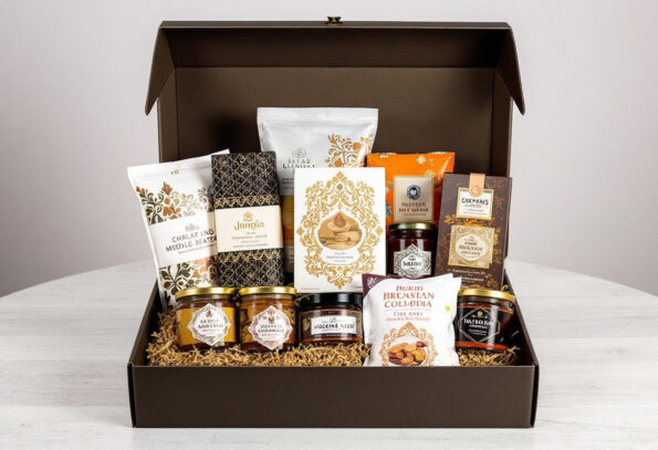 Curated Middle Eastern Gourmet Experience Box featuring The Date Room's Emirati Coffee and Gourmet Rahash, alongside premium spices and confections